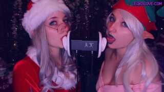 AftynRose – Christmas Twins Ear Licking