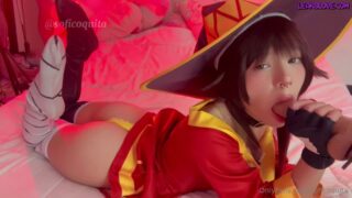 Soficoquita – Megumin Cosplay Riding A Sex Machine On All Fours