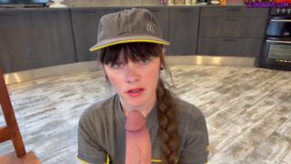 Sydney Harwin – McDonalds Delivery Girl Sucks A Cock And Shows Her Bare Tits
